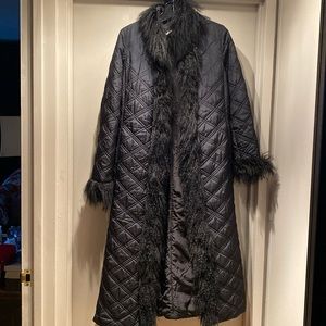 Black down midi coat